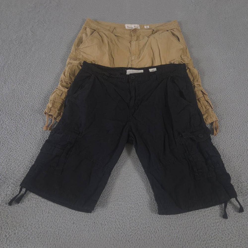 LOT OF 2 Smoke Rise Shorts Mens 38 Multi Relaxed Leg Cotton Cargo Utility Pocket